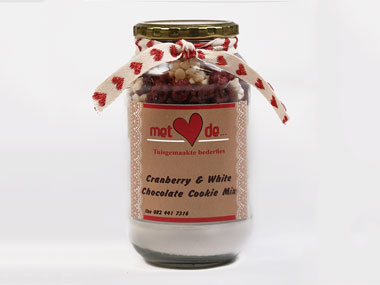 Rooibosbessie (Cranberry) en Wit Sjokolade Koekie Mengsel